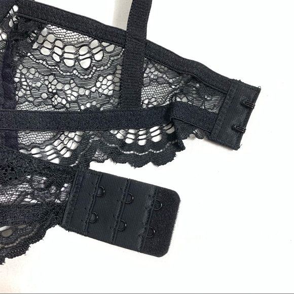 NWT Free People Black Bra Lace Plunge Size 32B - Picture 9 of 11